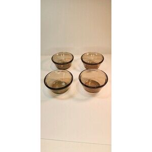 4 Fire King Anchor Hocking Glass Amber Brown 1034 Custard Cups Ramekins 6 Oz